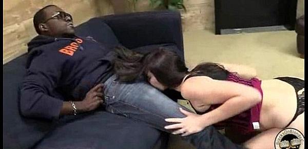  White girl convinced to swallow cum from black cock 23